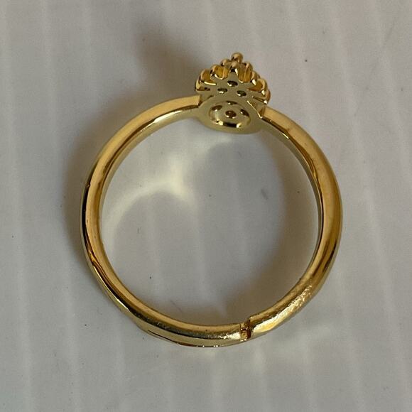 Gold-Plated Pineapple Necklace & Ring Set Sparkling Rhinestones Fashion Jewelry - Picture 8 of 9